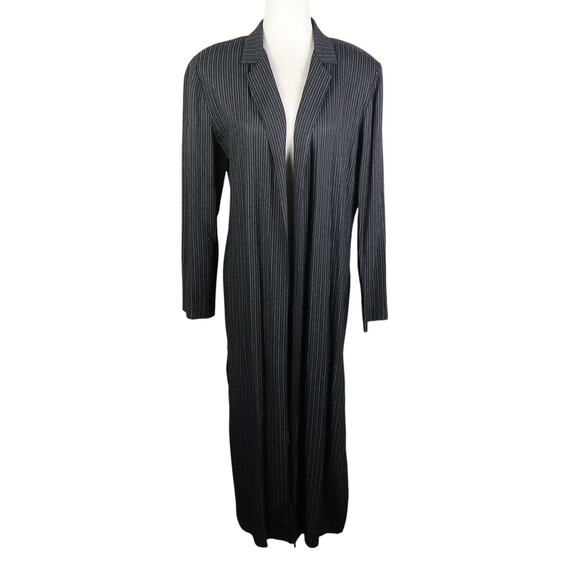 Fattaneh Bahari Jackets & Blazers - Vintage 90s Fattaneh Bahari Black Sparkle Pinstripe Long Duster Blazer Jacket 10